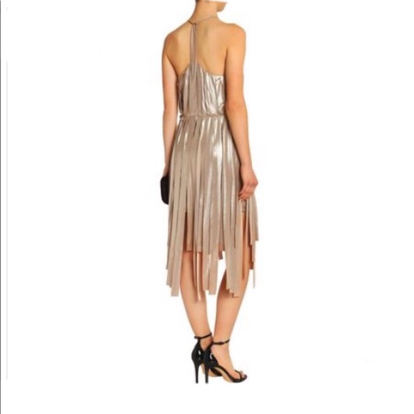 Halston Heritage Halter Fringed Dress women’s XS - Picture 2 of 8